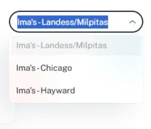 Location switcher on the Cliqbux dashboard