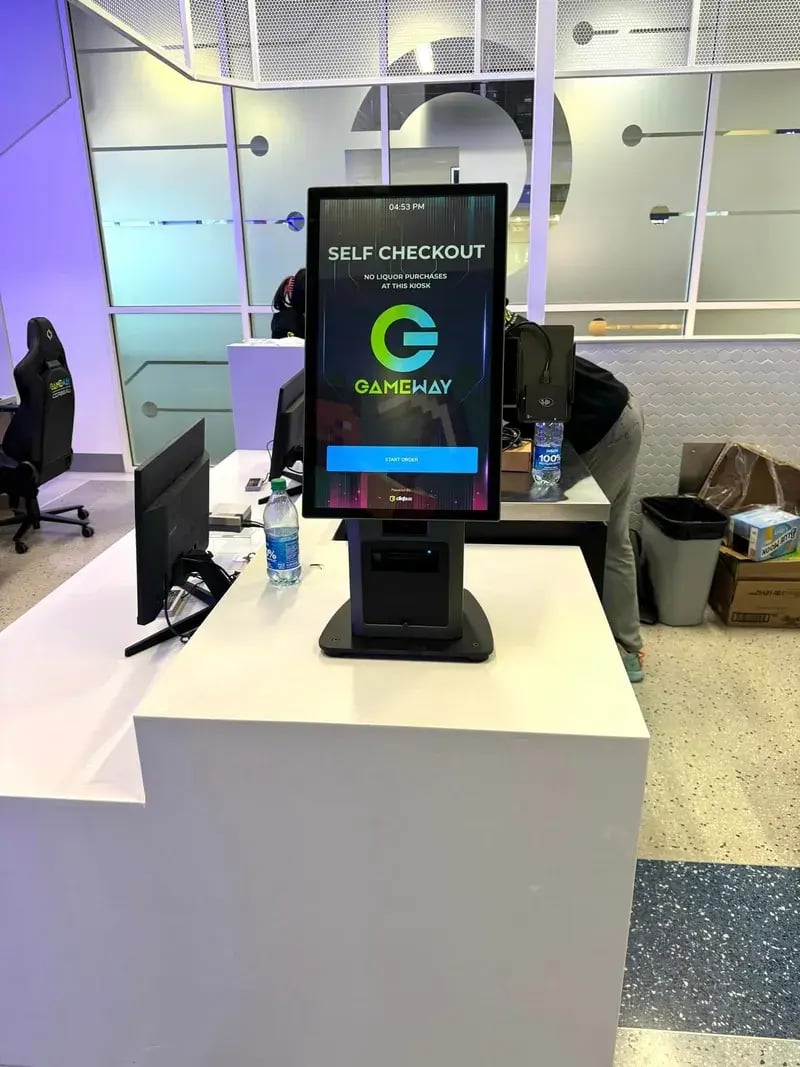 Cliqbux self-checkout kiosk at Gameway