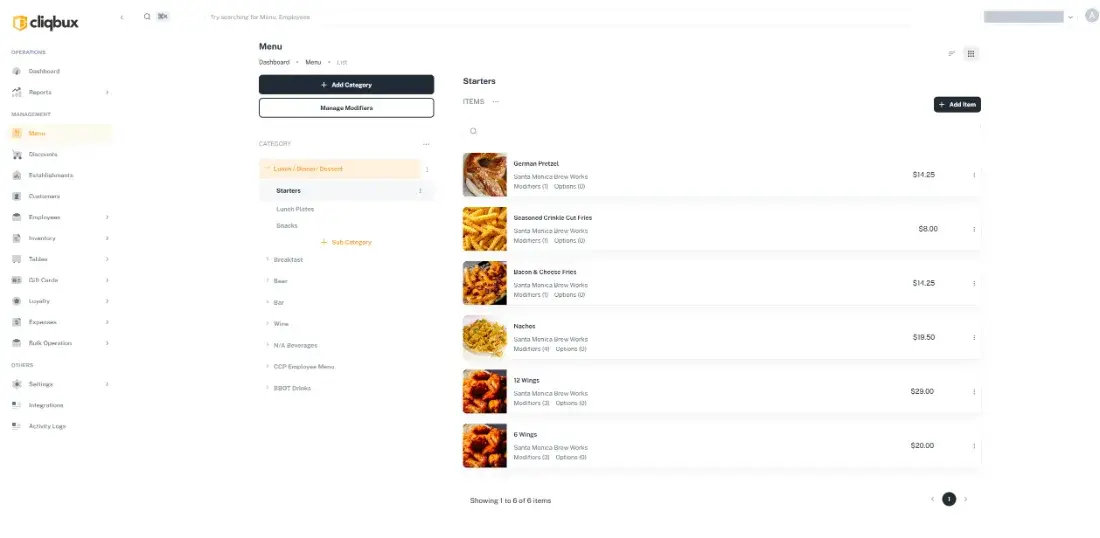 Menu versions by location