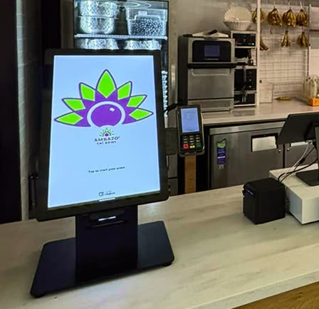 Cliqbux countertop kiosk at Ambazo