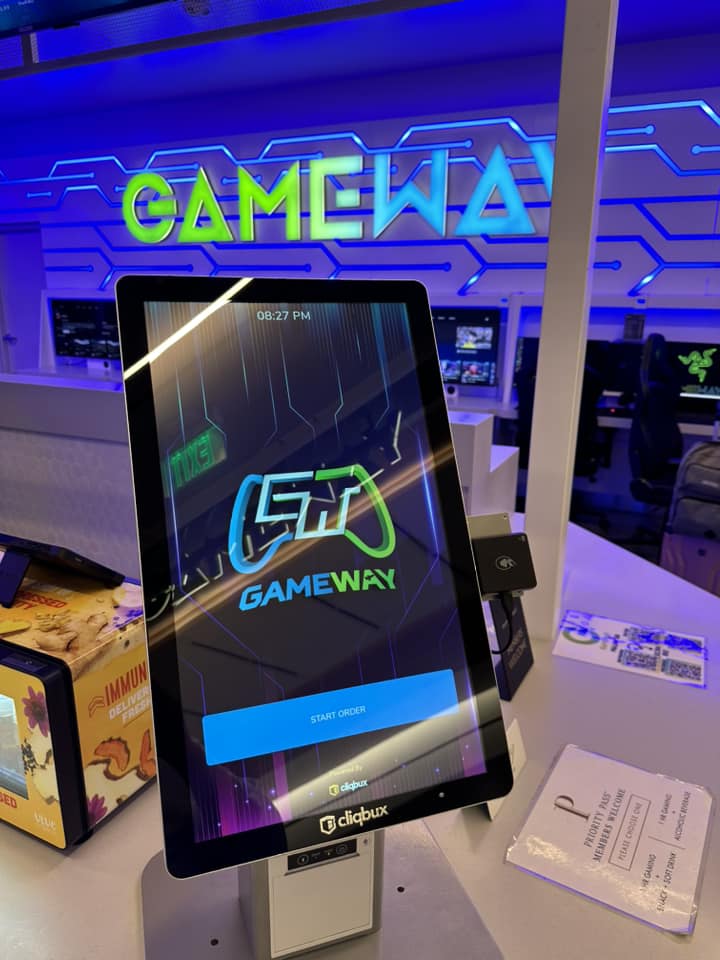 Cliqbux self-serve kiosk running at Gameway gaming lounge