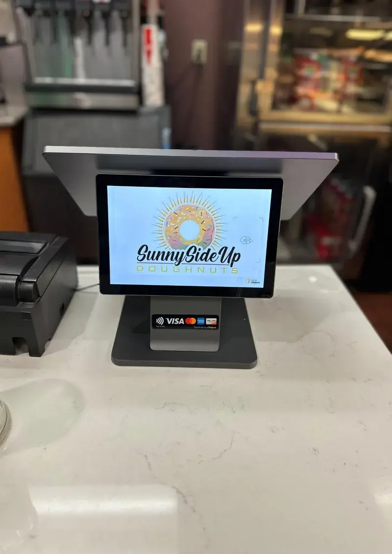 Cliqbux point of sale at the counter of SunnySide Up Doughnuts
